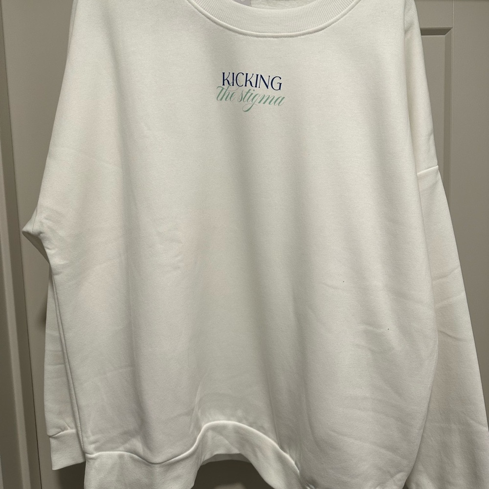 White 'Kicking the Stigma' Crewneck Sweatshirt
